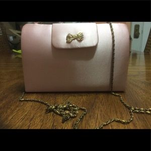 Pink satin evening purse